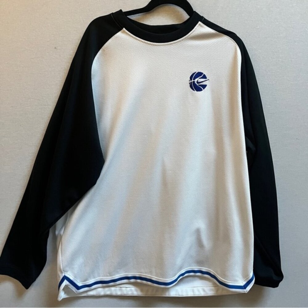 Vintage Nike Y2K Basketball Swoosh Long Sleeve Warmup Shirt - Size XXL